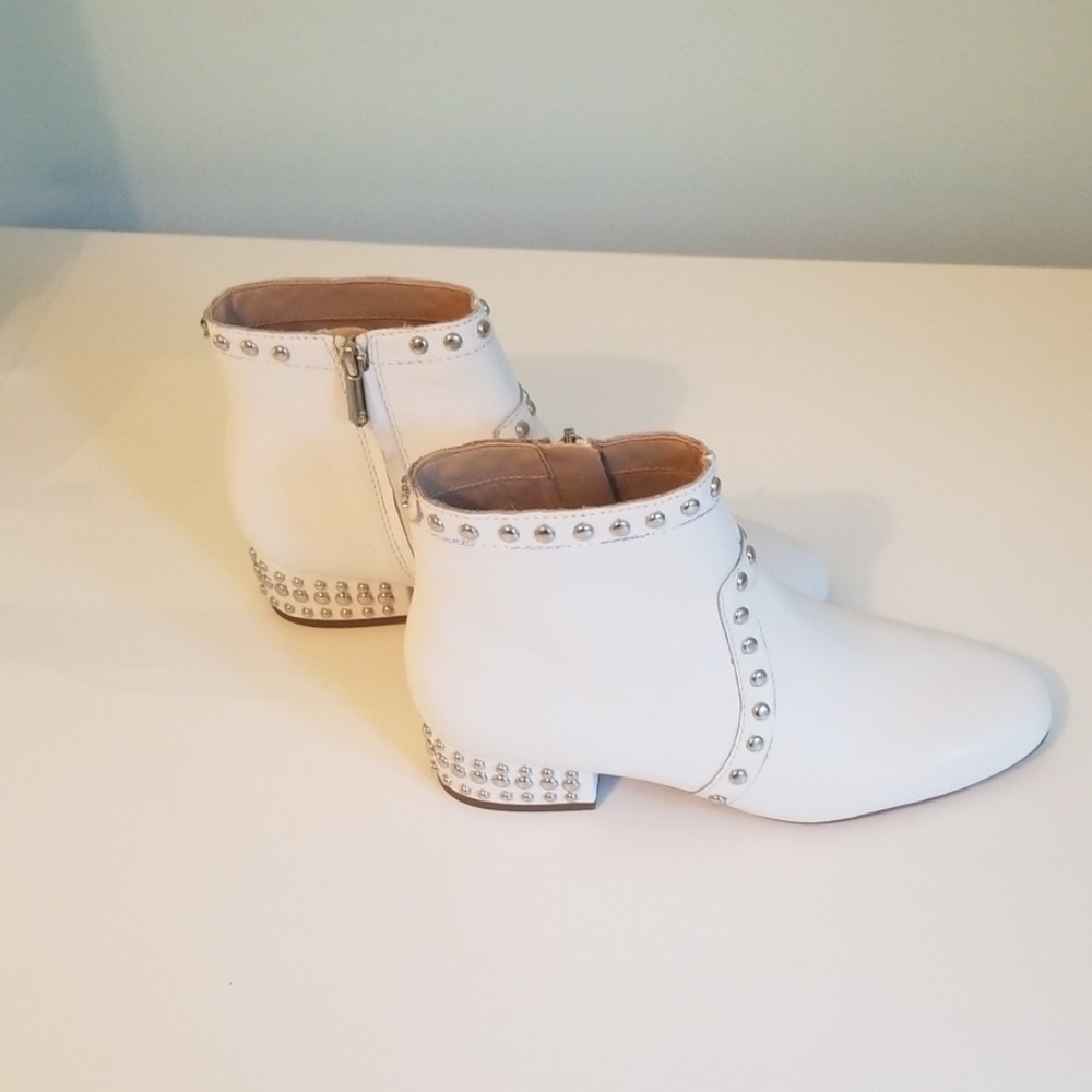 Sam Edelman Lorin white leather Booties with studs